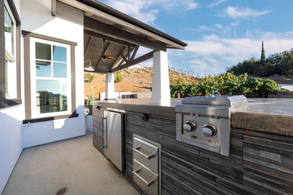 Pool Along with outdoor Kitchen Builder